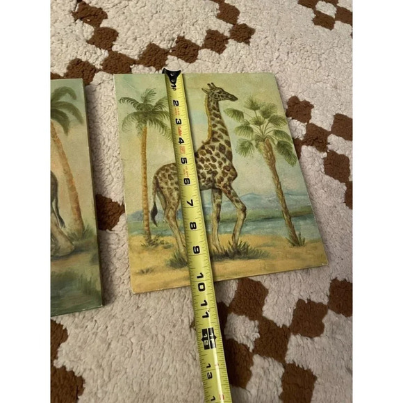 8 x 10" Elephant & Giraffe Wildlife Wall Hanging Decor - Picture 2 of 9
